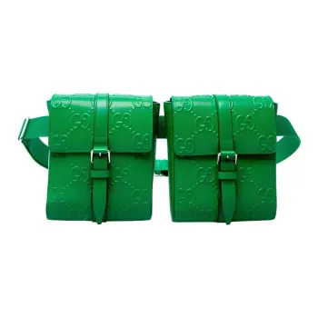 GUCCI Leather 2 in 1 Sling Bag Shoulder Bag Crossbody Bag Fanny Pack Unisex Green