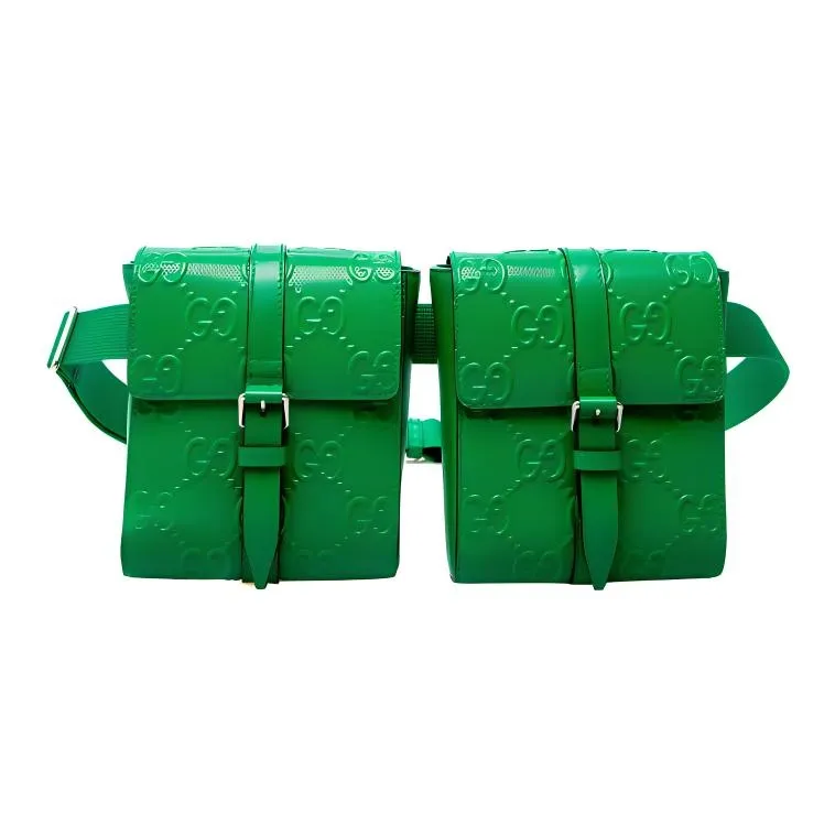 GUCCI Leather 2 in 1 Sling Bag Shoulder Bag Crossbody Bag Fanny Pack Unisex Green-0