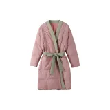 Smoke Pink Down Lace-Up Pajama Robe