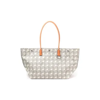 TORY BURCH Canvas With Leather Trim Tote Bag Shopping Bag Handbag Shoulder Bag Women's Ivory White