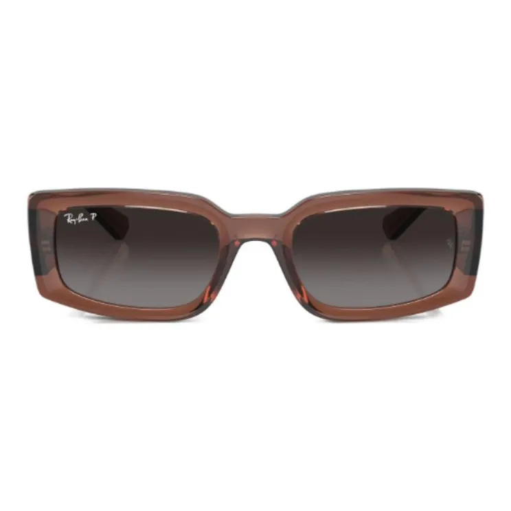 RayBan Acetate Rectangular Sunglasses Women's Transparent Brown Gray-1