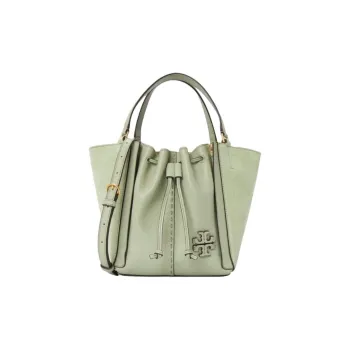 TORY BURCH McGraw Leather With Suede Shoulder Bag, Crossbody Bag, Handbag Women's Pine Frost Green
