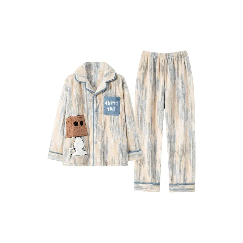 Qiao Ni Tong Pajama Set Men's Burgundy-2