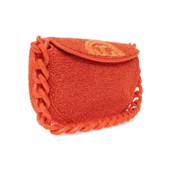 TORY BURCH Fleming Leather Saddle Bag Handbag, Shoulder Bag Mini Women's Orange