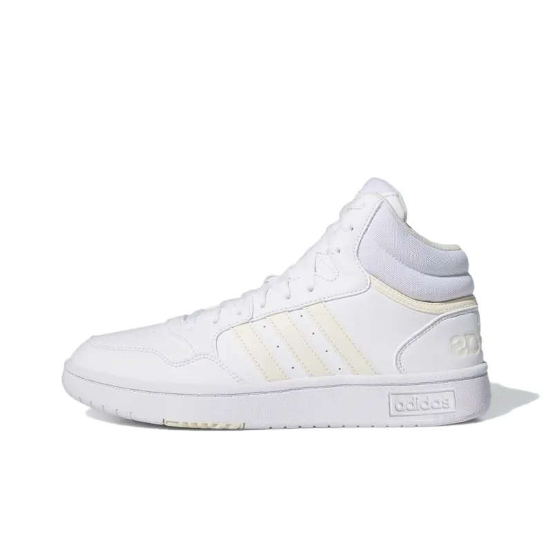 Adidas HOOPS 3.0 Anti-Slip Wear-Resistant Mid-Top Skateboard Shoes Women's White-0