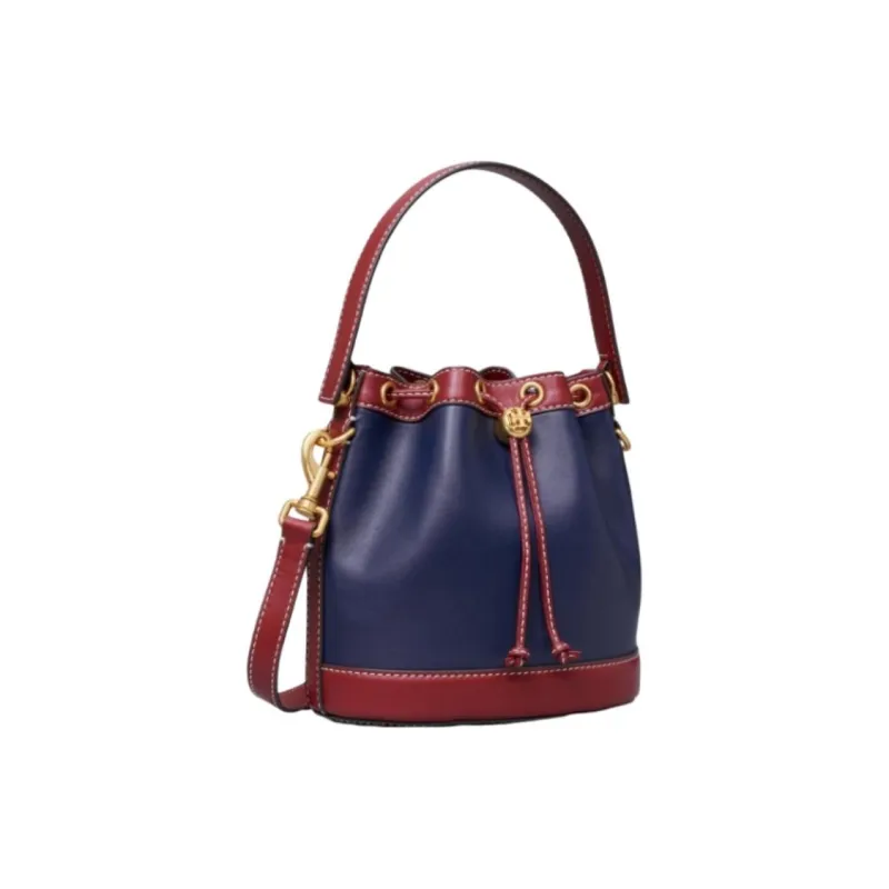 TORY BURCH T Monogram Cow Leather Bucket Bag, Shoulder Bag, Crossbody Bag, Handbag Regular Women's Marine Blue-1