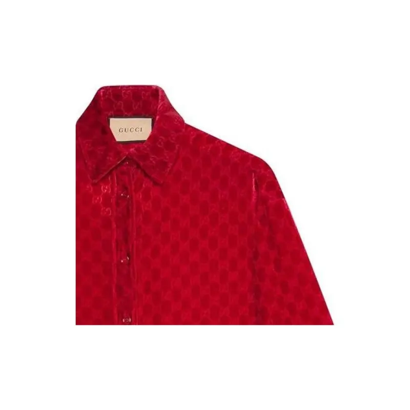 GUCCI GG print Velvet Shirt-3