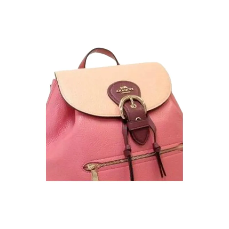 COACH Kleo Leather Backpack Medium Size Women's Nude/Candy Pink-4