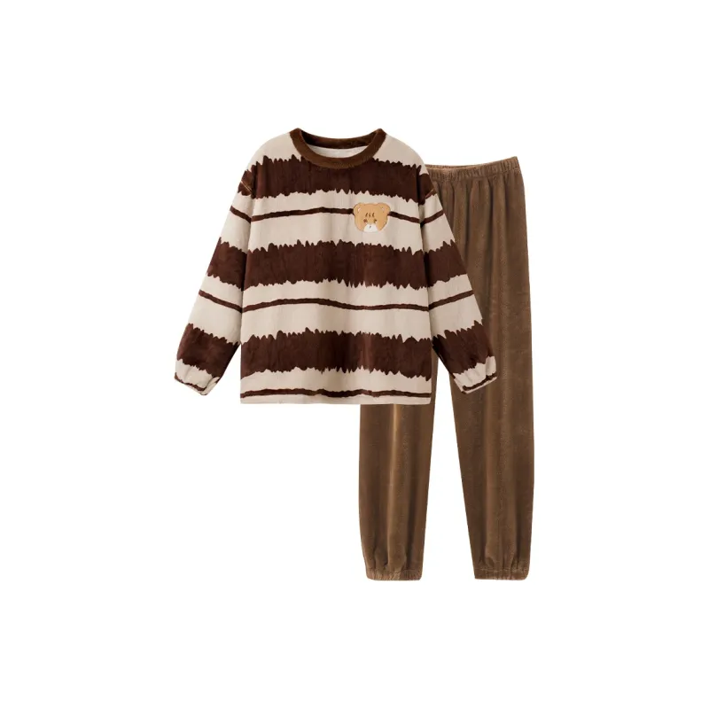 OUSHIBO Pajama Set Women's Brown-0