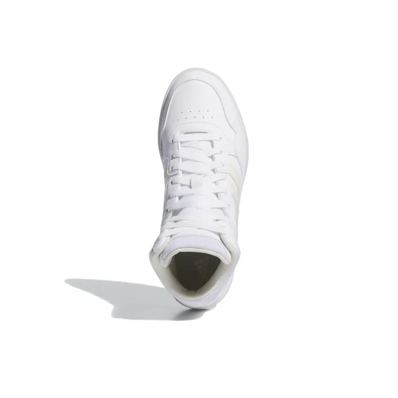 Adidas HOOPS 3.0 Anti-Slip Wear-Resistant Mid-Top Skateboard Shoes Women's White-4