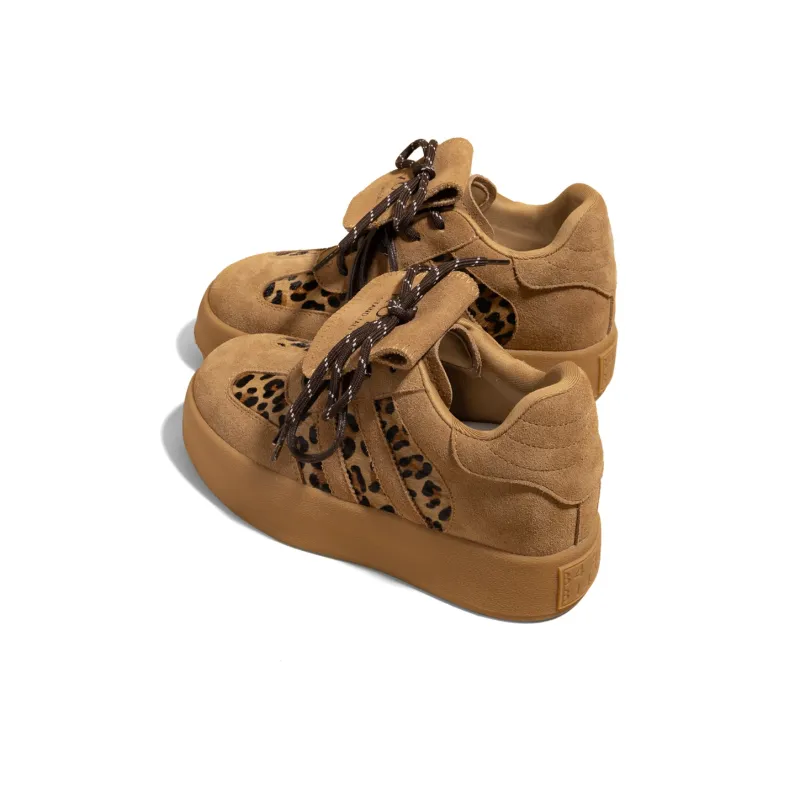 KODI Anti-Slip And Wear-Resistant Height Increasing Low-Top Skateboard Shoes Women's Leopard Print-2