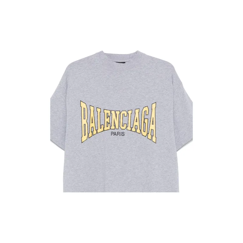 Balenciaga Oversized T Shirt 'Heather Grey/Yellow'-2