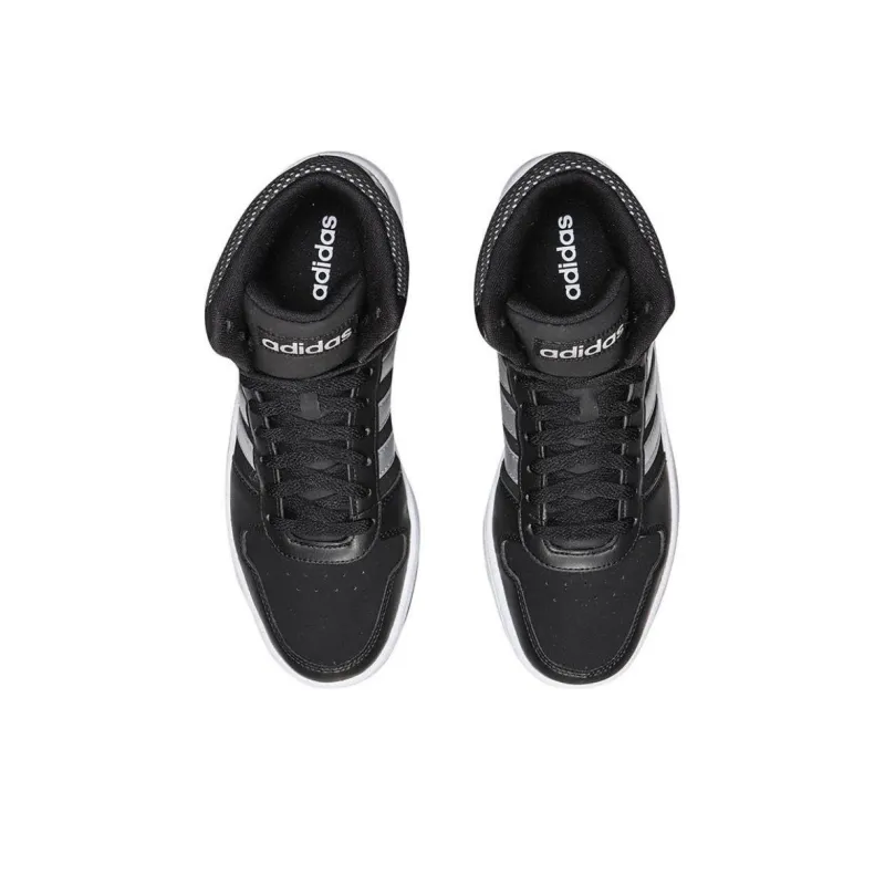 Adidas Hoops 2.0 Anti-Slip Wear-Resistant Mid-Top Vintage Basketball Shoes Men's Black White-2