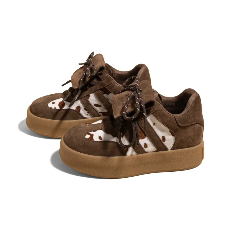 KODI Anti-Slip And Wear-Resistant Height Increasing Low-Top Skateboard Shoes Women's Leopard Print-6