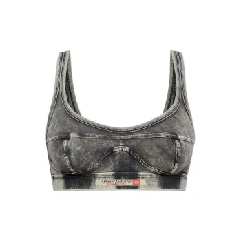 DIESEL Ufsb Logo Patch Denim Effect Bralette