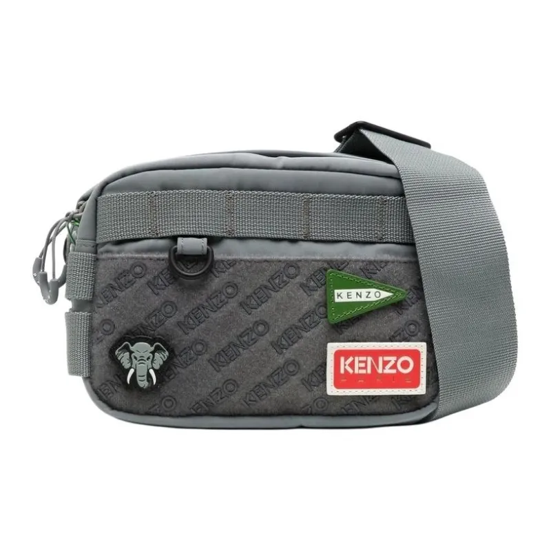 KENZO Nylon One Shoulder Crossbody Fanny Pack Women's Gray-2