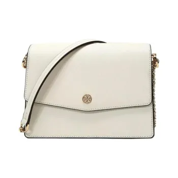 TORY BURCH Robinson Cross-Grain Cow Leather Crossbody Bag Shoulder Bag Small Size Women's Beige