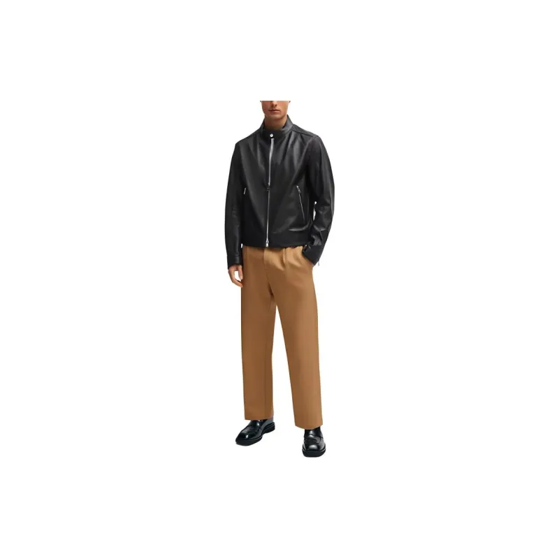 HUGO BOSS Zipped Leather Biker Jacket-2