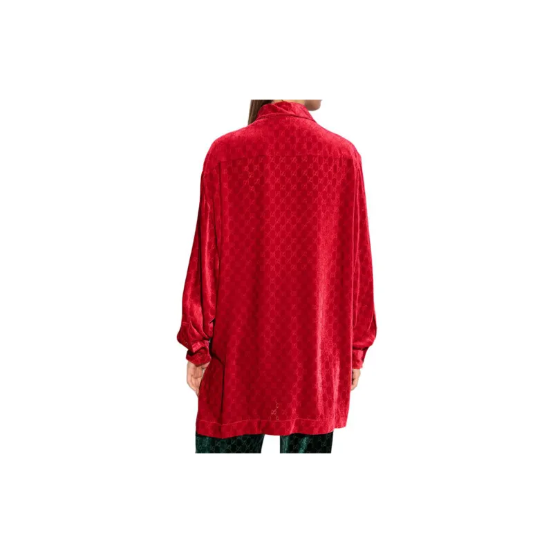 GUCCI GG print Velvet Shirt-2