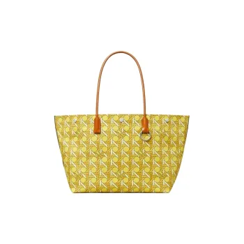 TORY BURCH Canvas With Leather Trim Tote Bag Shopping Bag Handbag Shoulder Bag Women's Saffron