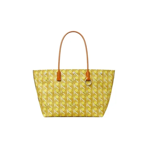 TORY BURCH Canvas With Leather Trim Tote Bag Shopping Bag Handbag Shoulder Bag Women's Saffron