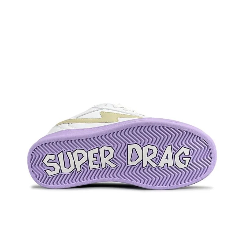 LuzaoT SUPER DRAG Skateboard Shoes Women's Low Top Purple Yellow-5