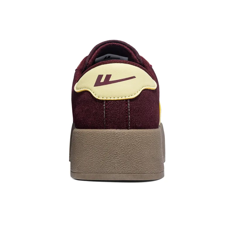 Warrior Cushioning Height Increasing Wear Resistant Low Top Skateboard Shoes Women's Burgundy Yellow-3