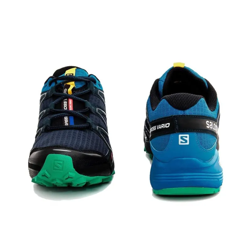SALOMON Speedcross Vario Anti Slip Wear Resistant Low Top Running Shoes Men's Black Blue Green-2
