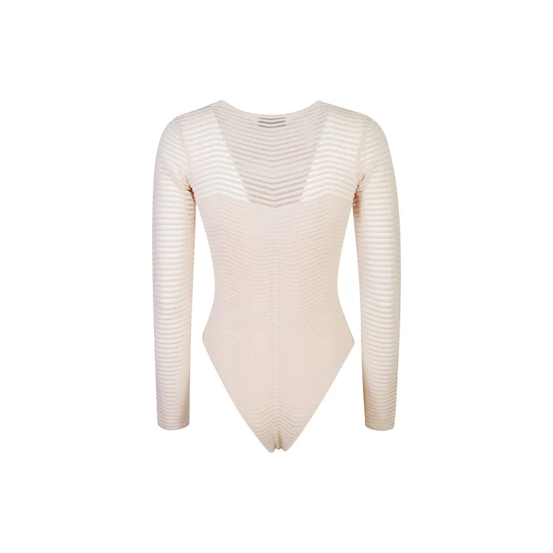 Elisabetta Franchi Herringbone Pattern Long Sleeved Bodysuit-1