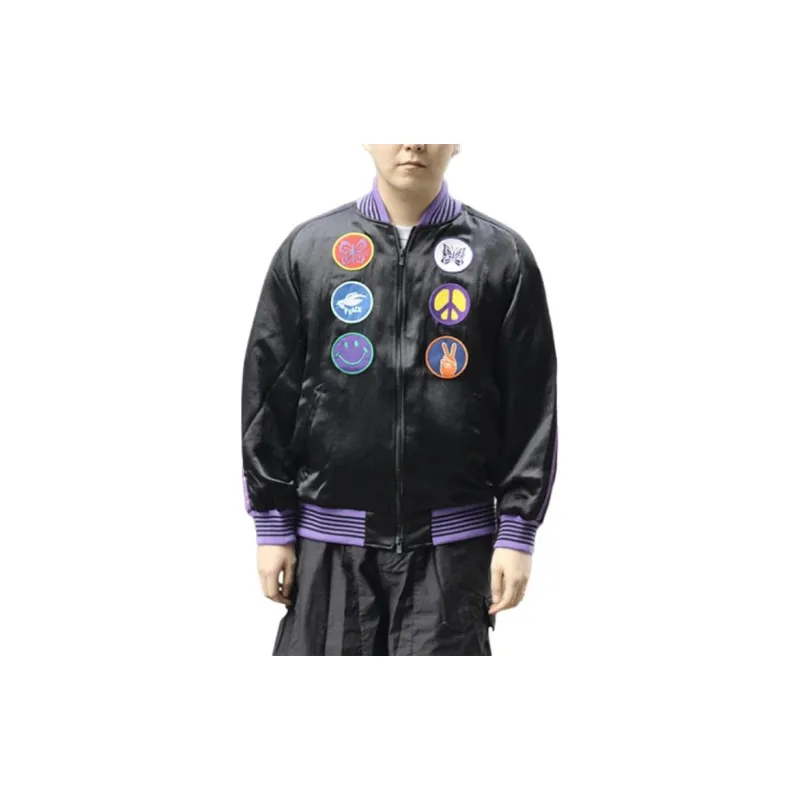 Needles Patch Detailed Zipped Bomber Jacket-2
