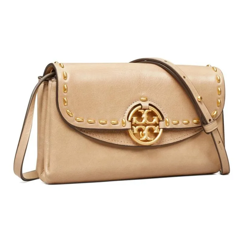 TORY BURCH Miller Cow Leather Shoulder Bag, Crossbody Bag Women's Caramel-1