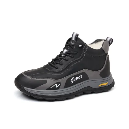 GIHO Insulated Shoe Warm Mid Top Casual Shoes Men's Black