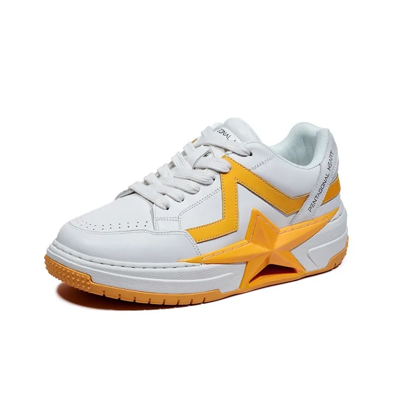 PENTAGONAL HEART Stepping Star Dream Series Skateboard Shoes Unisex Low Top White Yellow-2