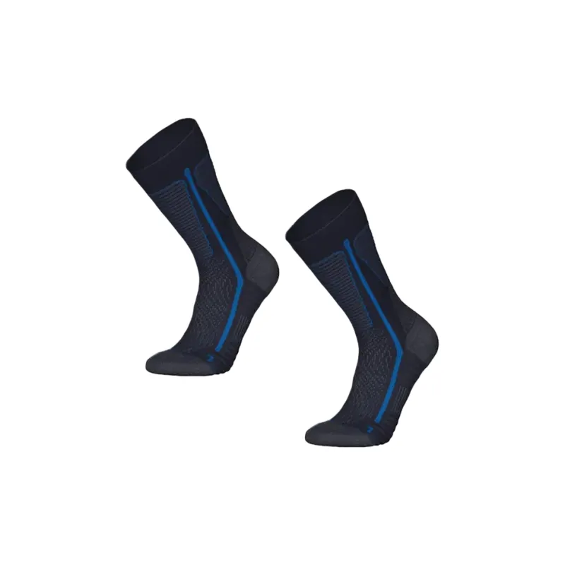 DECATHLON SH500 QUECHUA Mid Calf Socks Men's 2 Pack Blue Black/Cobalt Blue-0