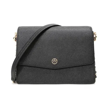 TORY BURCH Robinson Leather Shoulder Bag Crossbody Bag Medium Size Women's Black