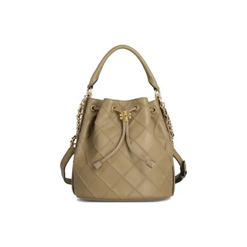 TORY Jacquard Fleming Leather Bucket Bag, Shoulder Bag, Crossbody Bag, Handbag Tubas Women's Brown