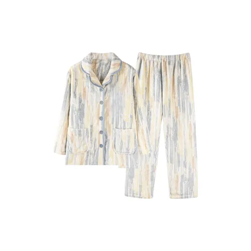 OEING Pajama Set Women's Ivory Pure Ink Painting