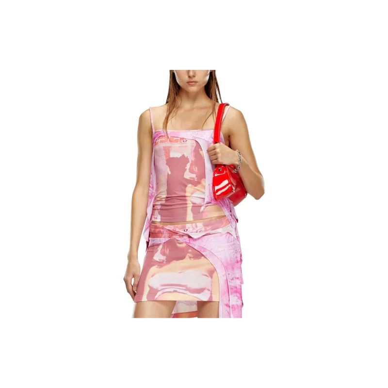 DIESEL T Malo P1 Graphic print Draped EcoVero Top-4