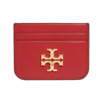 TORY BURCH Eleanor Leather Coin Purse Wallets Card Holders Women's Red