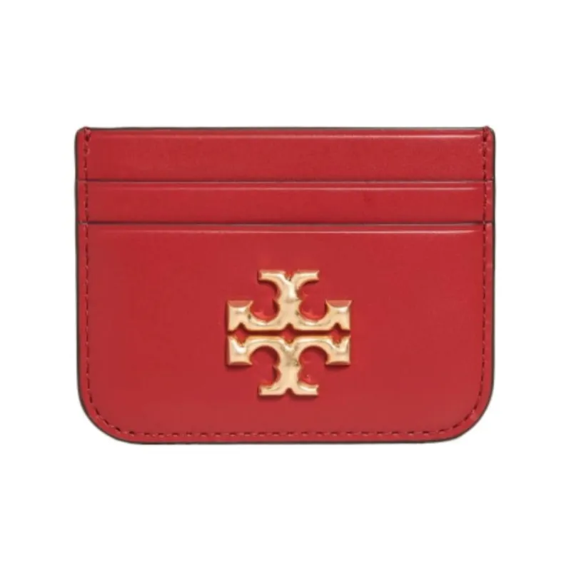 TORY BURCH Eleanor Leather Coin Purse Wallets Card Holders Women's Red-0