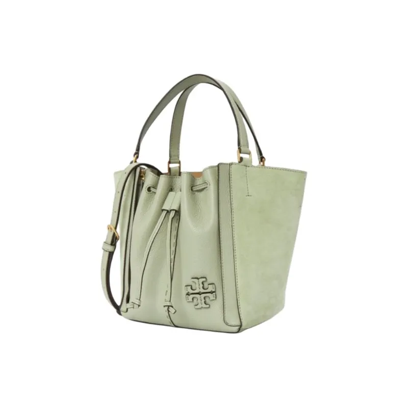 TORY BURCH McGraw Leather With Suede Shoulder Bag, Crossbody Bag, Handbag Women's Pine Frost Green-2