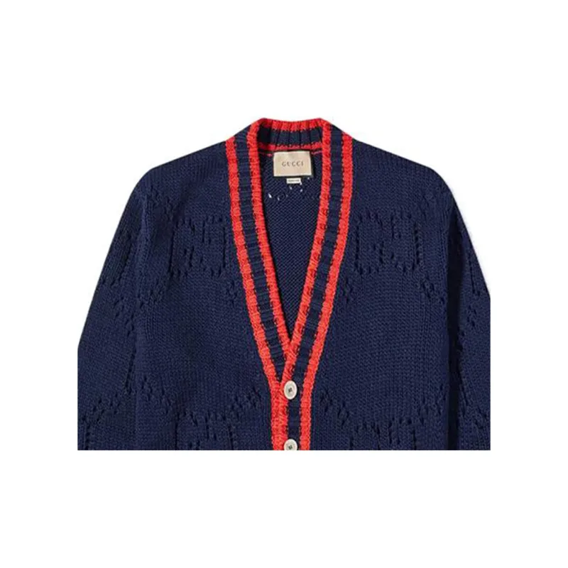 GUCCI Gg Perforated Wool Cardigan-4