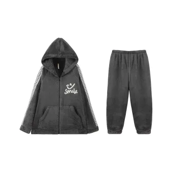 Qiao Ni Tong Pajama Set Men's Dark Gray