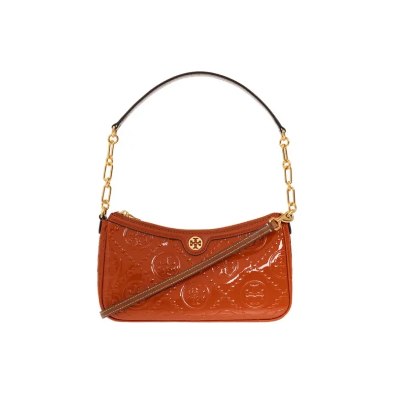 TORY BURCH T Monogram Patent Leather Shoulder Bag Portable Crossbody Bag Shoulder Bag Women's Spring Red-0