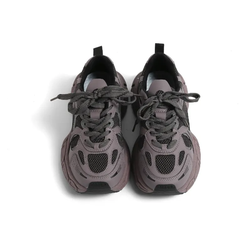 HUANQIU Cushioned Wear Resistant Breathable Low Top Chunky Sneakers Women's Purple-5
