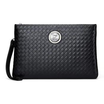 GUSKI Cow Leather Large Capacity, Trendy Multiple Card Slots Briefcase Regular Men's Black