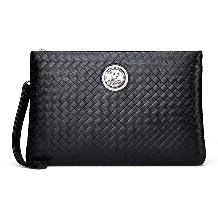 GUSKI Cow Leather Large Capacity, Trendy Multiple Card Slots Briefcase Regular Men's Black-0