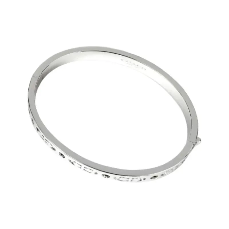 COACH Brass Plated, Rhinestone Bangles Women's Silver-3