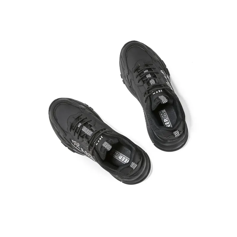 JEEP SPIRIT Slip Resistant, Abrasion Resistant, Waterproof, Height Increasing Low Top Chunky Sneakers Men's Black-5