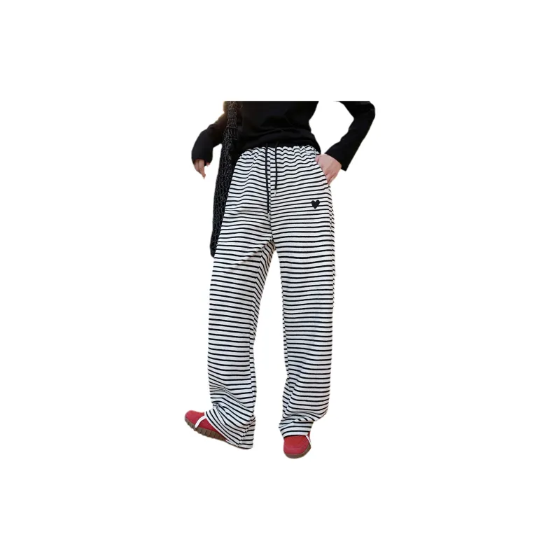 NANING9 Casual Pants Women's Black White-2